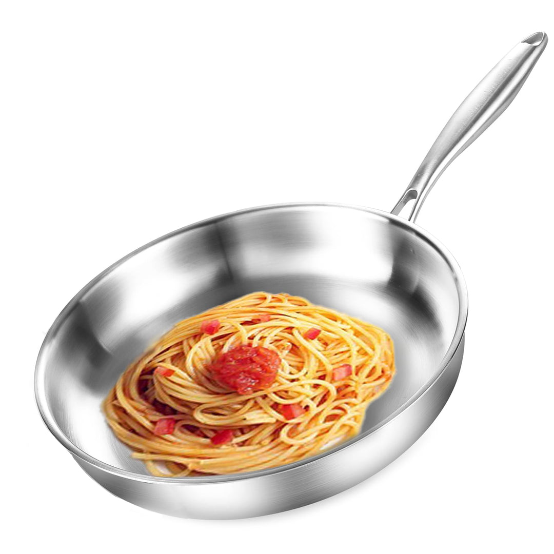 Dreilagige Edelstahl Bratpfanne 26cm,Edelstahlpfanne Unbeschichtet,Induktions Pfanne,Hocheffiziente
