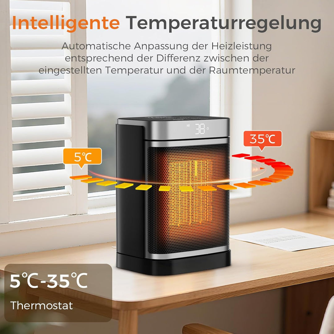 YASHE Heizlüfter Energiesparend 1500W Heizung Elektrisch mit Fernbedienung, Thermostat PTC-Keramik H