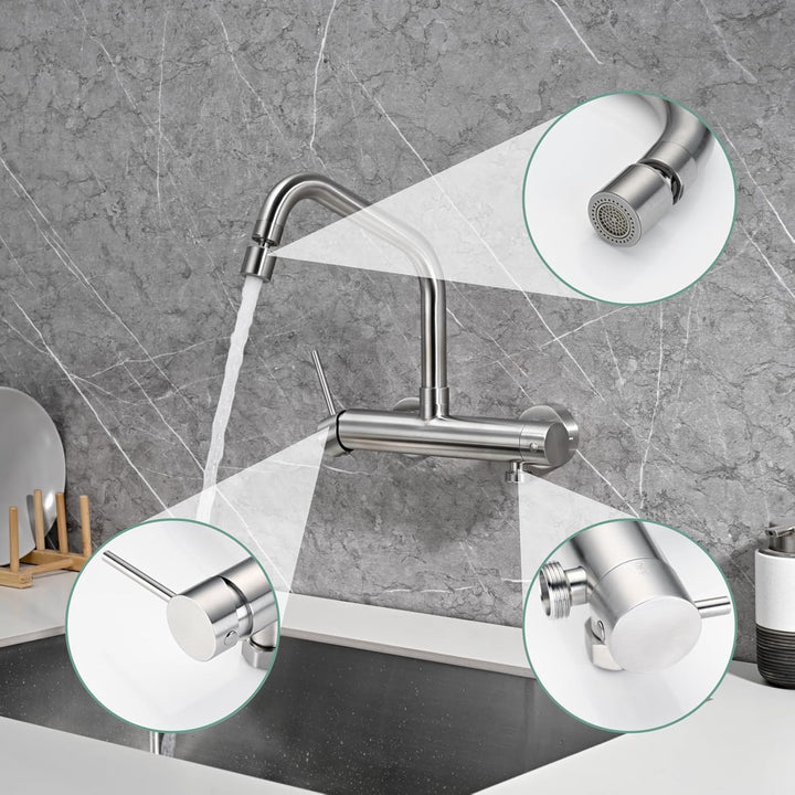 BuntHaus Wasserhahn Küche Wandmontage mit 3/4 zoll Anschluss für Geschirrspüler/Waschmaschine, Edels