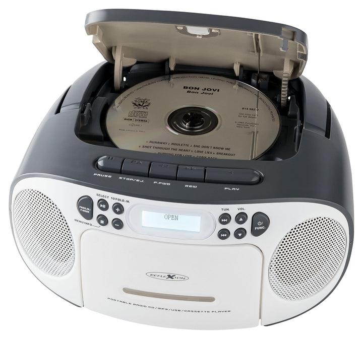 REFLEXION CD-Radio DAB+, DAB, UKW AUX, CD, DAB+, Kassette, UKW, USB Weiss, Grau, RCR2260DAB/GR mit D
