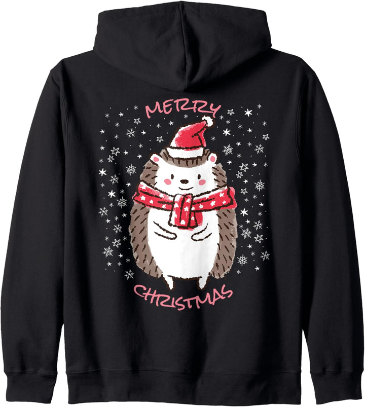 Merry Christmas süsser Igel mit Weihnachtsmütze - Weihnachten Kapuzenjacke