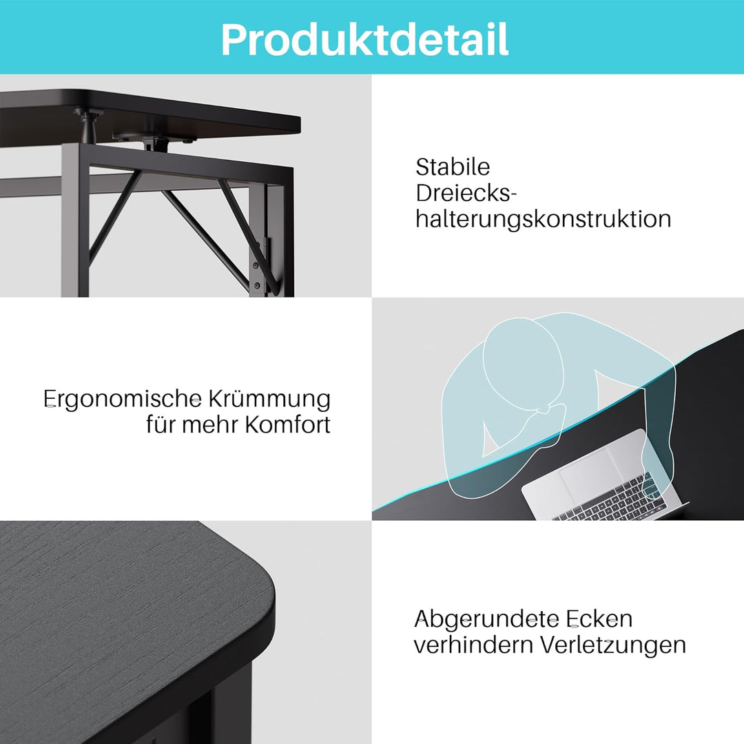 JOYMOOP Klapptisch, Schwarz, 120 cm, Keine Montage, Kleiner Faltbarer Schreibtisch für Zuhause, Büro