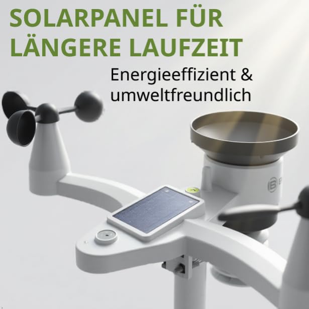 Bresser Wetterstation 1,5km Reichweite, WLAN, 7-in-1 Aussensensor, Solar, UV, Wind, Regen, WLAN Uplo