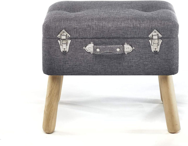 Kobolo Kofferhocker Hocker Polsterhocker aus Textil - Hell Grau - 50x35x45 cm