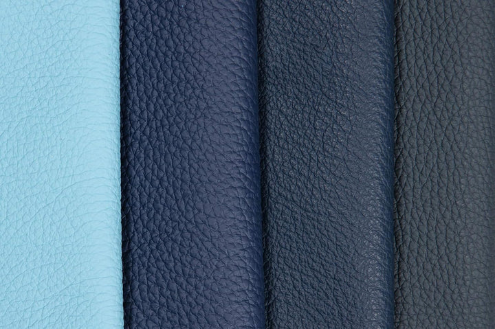 Lederstücke - Variierende Lederbündel in verschiedenen blauen Farbtönen, Leder Zuschnitt, Extra Gros