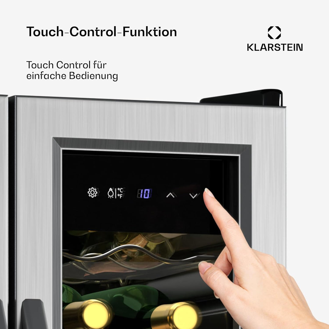 Klarstein Vinamour Weinkühlschrank 2 Zonen - 24 Flaschen, 5-18 °C, Touch-Steuerung, LED-Beleuchtung,