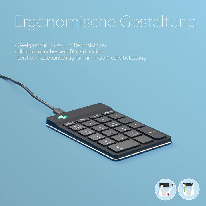 R-Go Tools R-Go Numpad Break, Numerische Zusatztastatur mit USB-Anschluss, Kabelgebunden, Schwarz,
