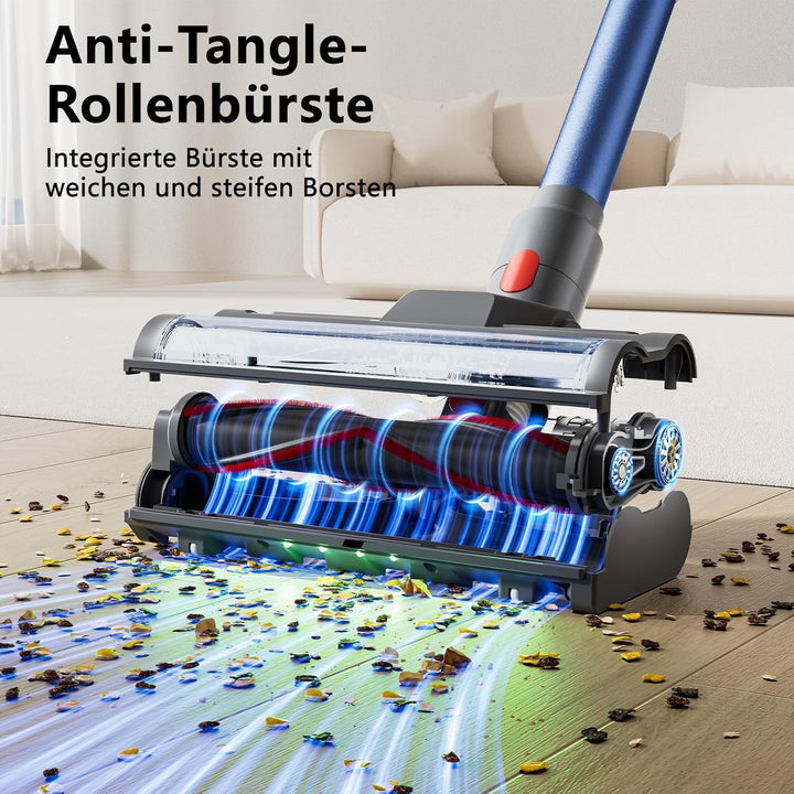 Akku Staubsauger, 58000Pa Staubsauger Kabellos, Akkustaubsauger mit Display & LED, Anti-Tangle-Bürst