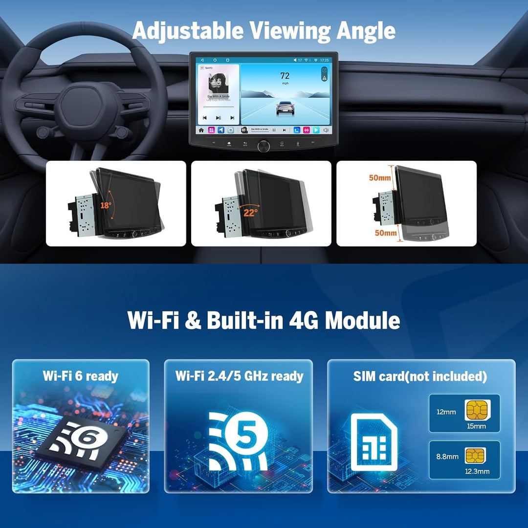 Eonon 10,1 Zoll Android 14 Radio Stereo Double Din GPS 4G LTE CarPlay Android Auto MirrorLink Blueto