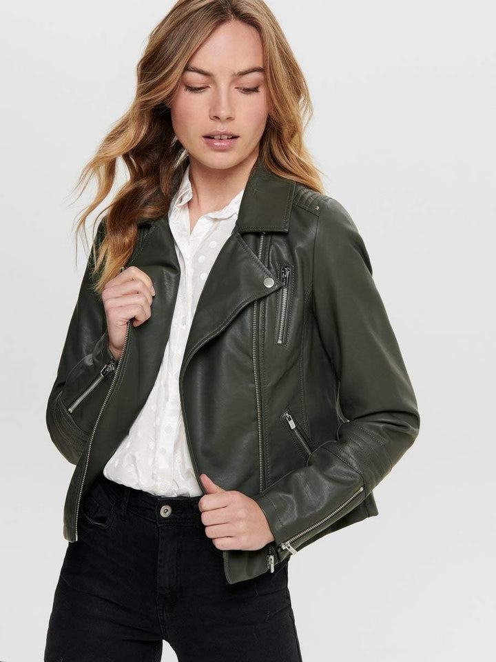 ONLY Female Kunstlederjacke ONLGEMMA Kunstlederjacke 34 Beluga, 34 Beluga