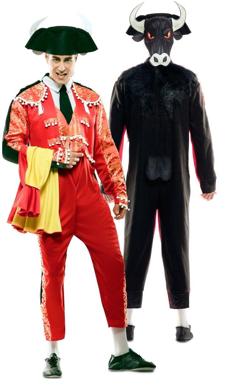 EUROCARNAVALES Herren Wendekostüm Torero Stier Gr. M/L schwarz rot Karneval 9-10 Jahre, 9-10 Jahre