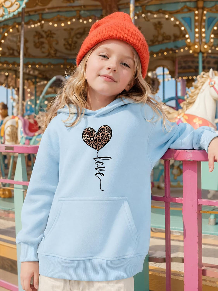 Hoodie Mädchen Kapuzenpullover Leopard Drucke Sweatshirt mit Kapuzen Casual Baumwolle Pullover Langa