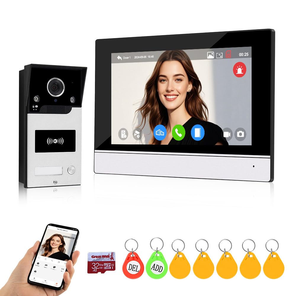 TUYA WiFi Video Intercom Türklingel Eingangssystem 7inch 1080P HD Verdrahtete Video Türklingel Kamer
