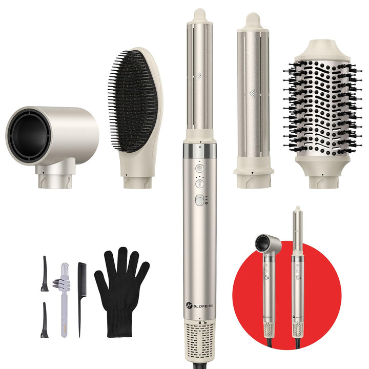 slopehill 5 IN 1 Airstyler, Hairstyler, Lockenstab Auto-Wrap, Ionen Föhn (110.000 RPM), Warmluftbürs