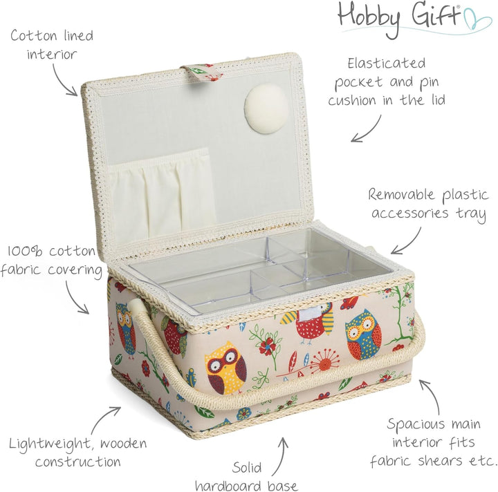 Hobby Gift Exclusive Mittelgrosse Nähbox, Bastel-Aufbewahrungsbox, Zubehörablage, Nadelkissen, PVC-G