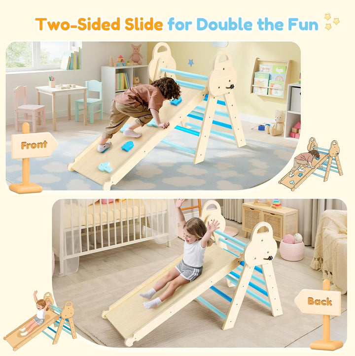 Klettergerüst für Kleinkinder, Kletterleiter aus Holz für Kinder mit gemütlichem Kissen, Indoor-Mont
