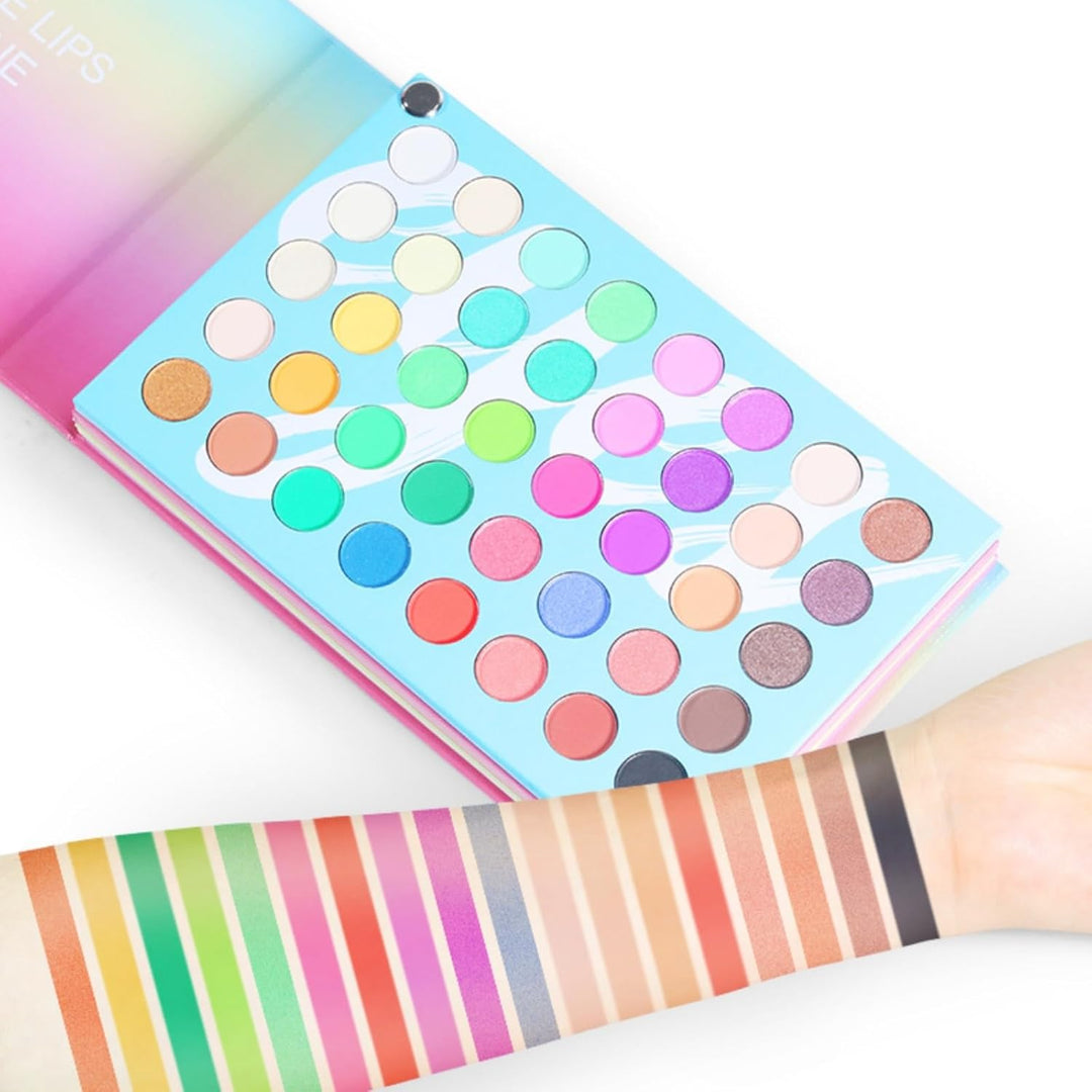 Alles in Einem Schminkset - 4 in1 Farbtafel Makeup Palette Set - 80 Lidschatten, 20 Lip Gloss, 3 Blu