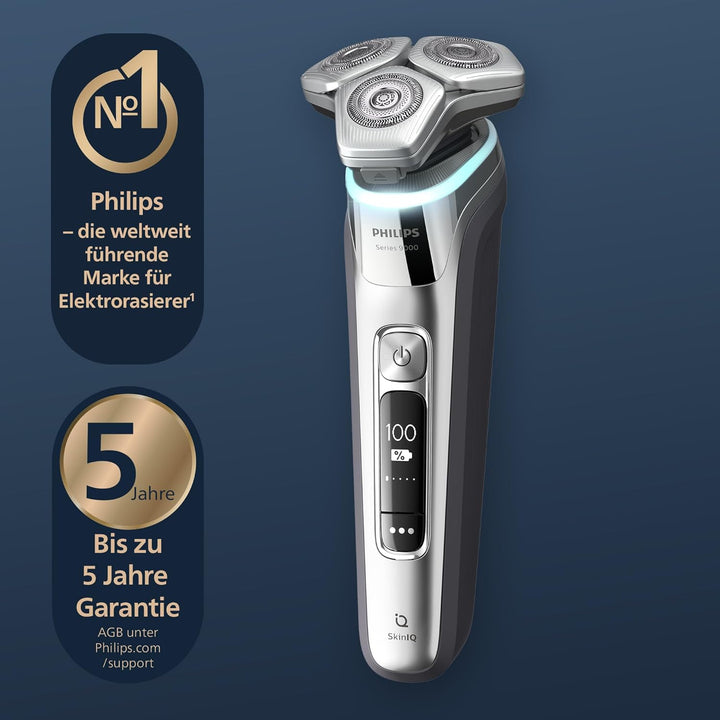 Philips Shaver S9000 – Elektrischer Nass- & Trockenrasierer für Männer in Chromsilber mit Lift & Cut
