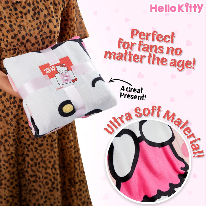 Hello Kitty Kuscheldecke, Flauschige Fleecedecke 150 x 130 cm - Geschenke für Frauen