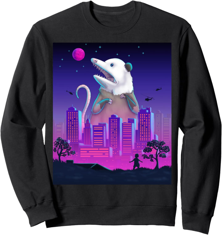 Giant Possum Vaporwave Retro Synthwave Aesthetic Monster Sweatshirt