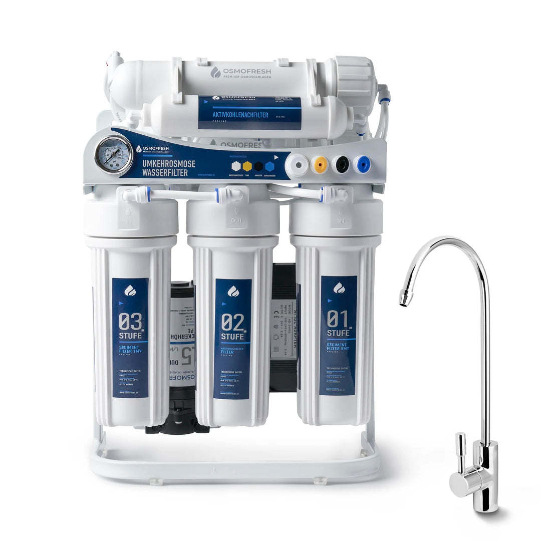 OsmoFresh Osmoseanlage Proline X3 | 450 GPD | 1,1l/min | Premium Osmosehahn GRATIS | vom Premium Her
