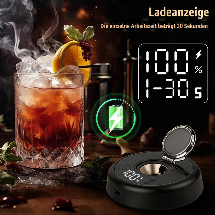 Whisky Smoker Set,Wiederaufladbarer Cocktail Smoker Kit mit 6 Flavors Holzspänen,RGB Licht,für Whisk