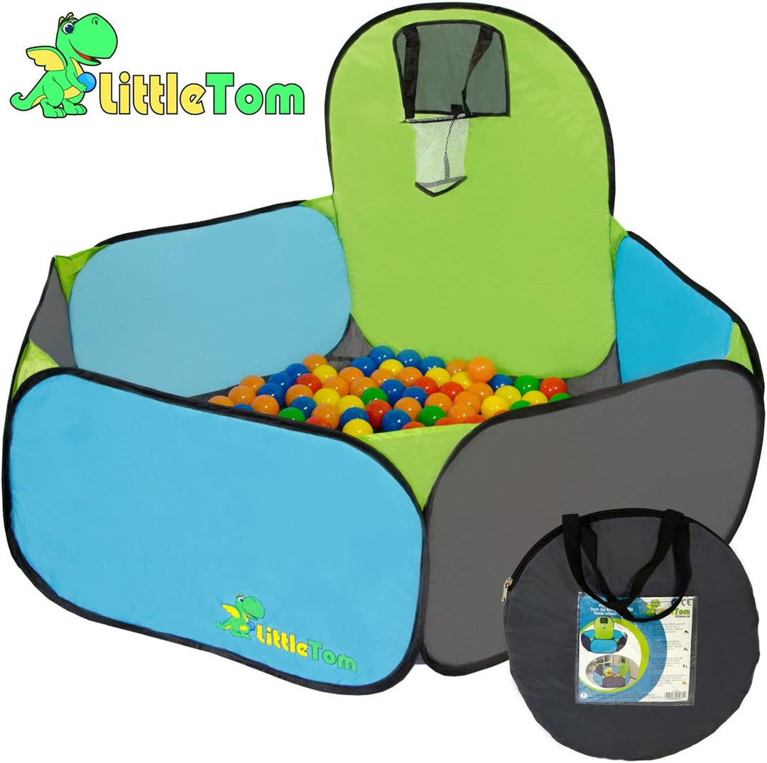 LittleTom Kids Bällebad mit Basketball Korb - 200 Bälle - 120x100cm Basketball Spielzeug Bällepool -