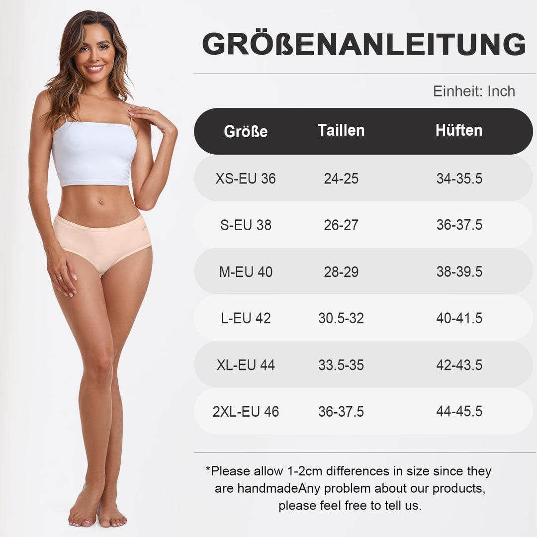 coskefy Unterhosen Damen Baumwolle Slips Unterwäsche Frauen Pantys 6er Pack | 100% Baumwoll Schritt,