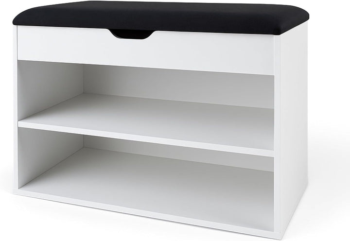 BOXIMO Schuhschrank mit Sitzbank, 60 x 30 x 47 cm, MDF und Polyester Bezug, Flurbank mit Stauraum, S