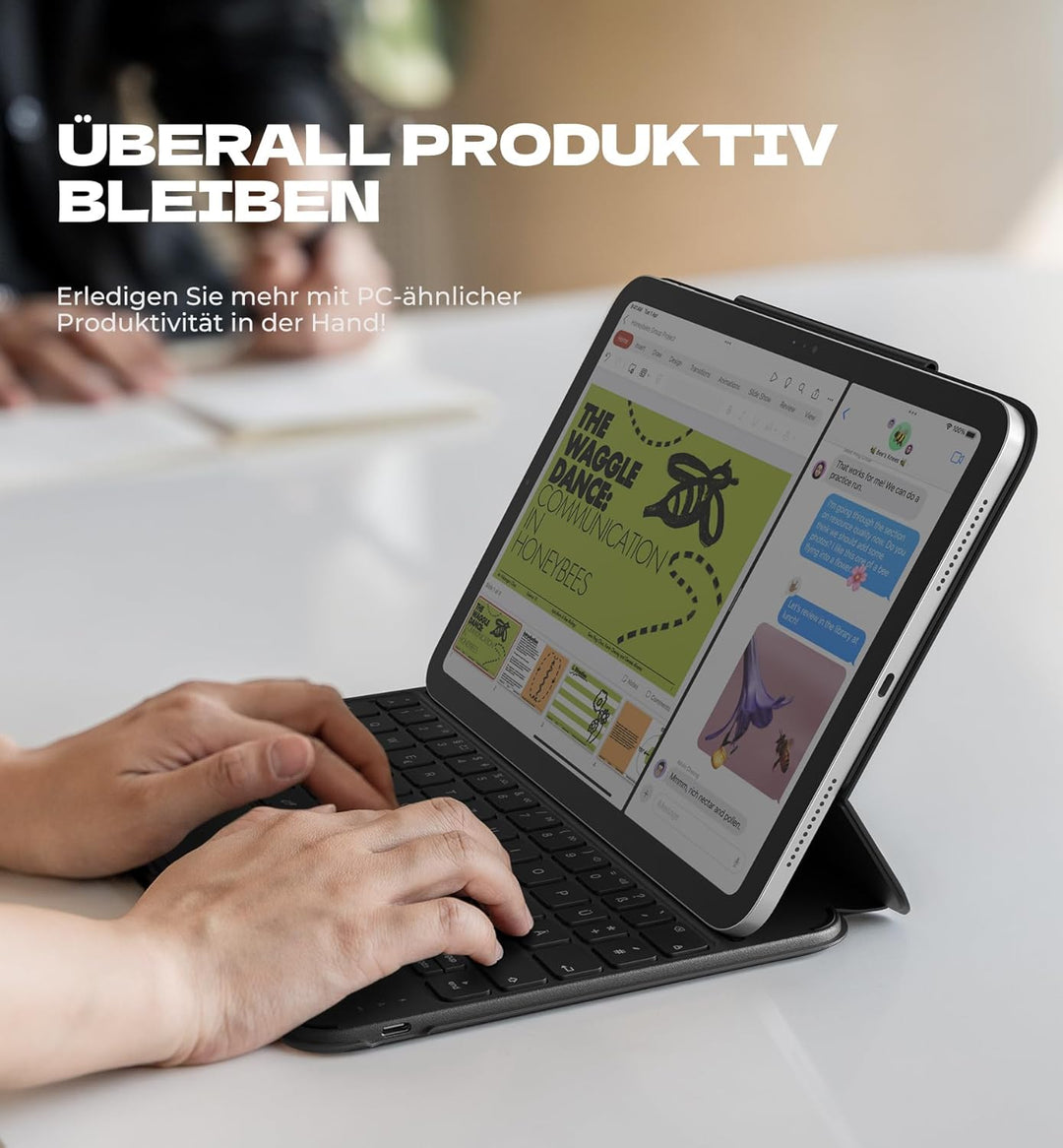 Dexnor Hülle mit Tastatur für iPad A16 11 Generation/10 Generation(11/10.9 Zoll, 2025/2022), Magneti