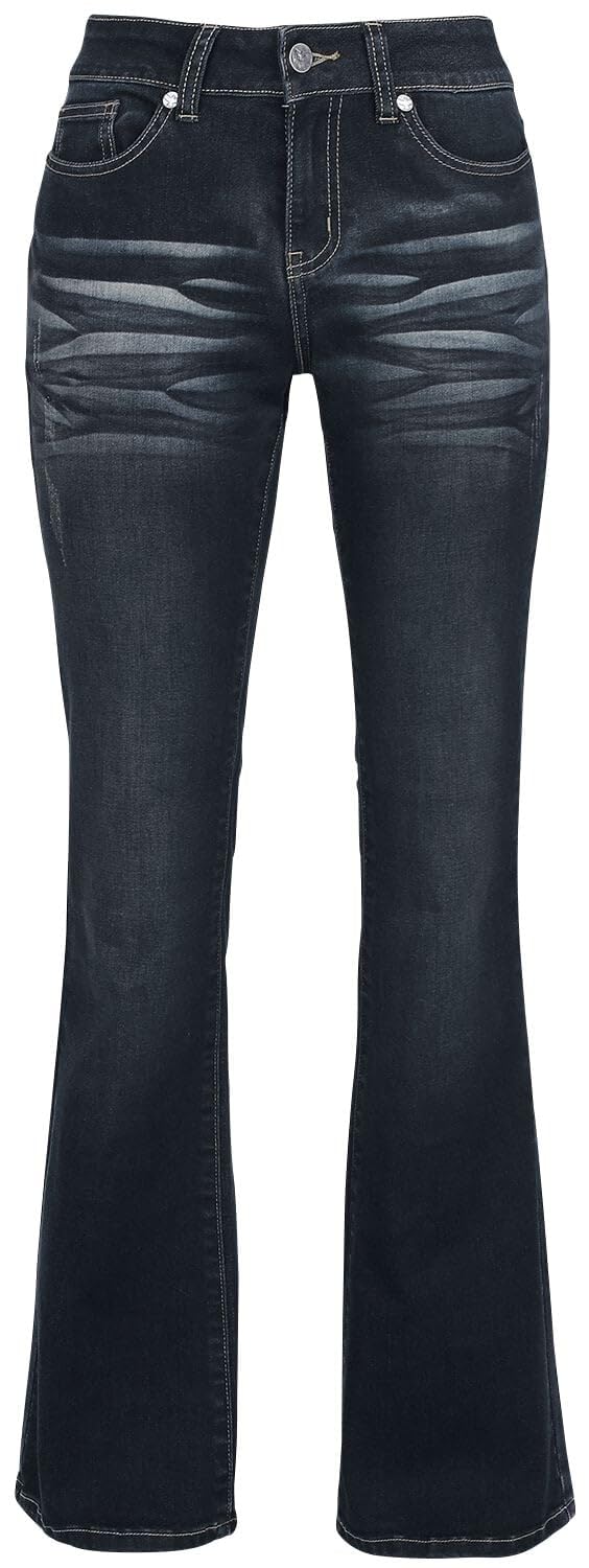 Black Premium by EMP Damen dunkelblaue Jeans mit Waschung und Schlag W29L30