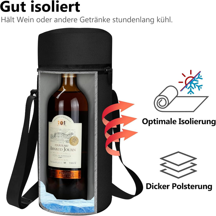 Aosbos Grosse Kühltasche für 1,5L Weinflasche Champagner Flaschenhalter mit verstellbarem Schultergu