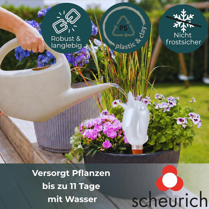 Scheurich Wasserspeicher Bördy XL | 2X Weiss | 620ml Füllmenge | Bewässerungskugel klein mit Ton Fus