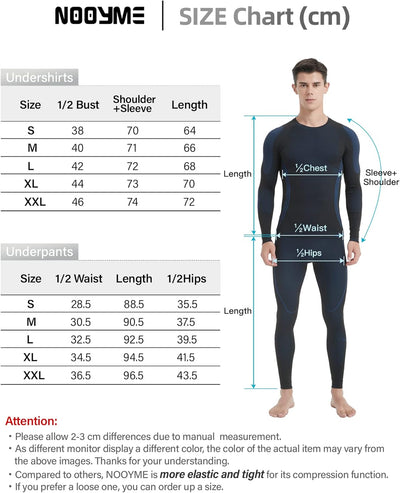 NOOYME Thermounterwäsche Herren Warm Atmungsaktiv Funktionswäsche Herren Flexibel Skiunterwäsche Her