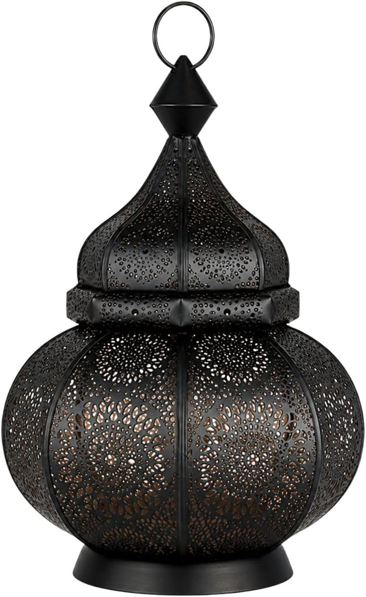 Windlicht Ziva, 30 cm, Schwarz und Kupferfarben, mit Perforationen, Schwarz