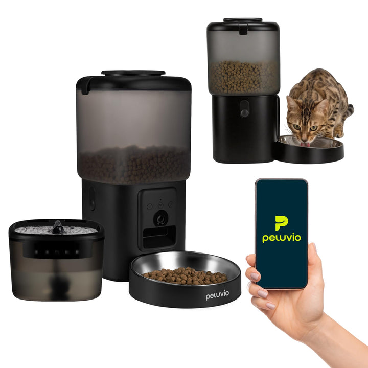 Peluvio Feast Automatischer Futterautomat Katze mit App und Kamera, Live-Video mit Nachtsicht und Zw