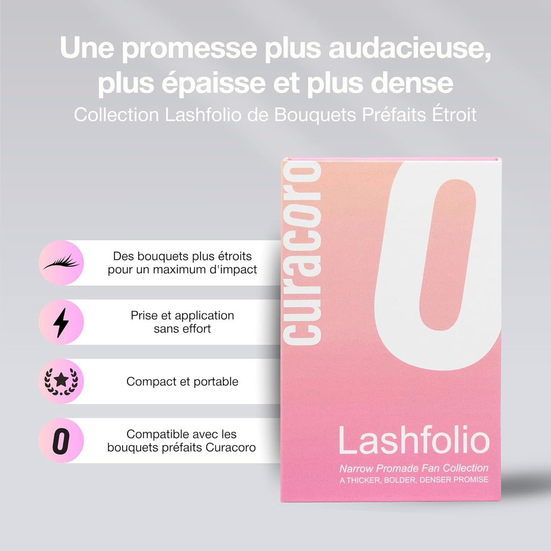 Curacoro LashFolio Schmale Promade Fächer, handgefertigte Volumenwimpern, 5D ~ 10D C CC D Curl, Dick