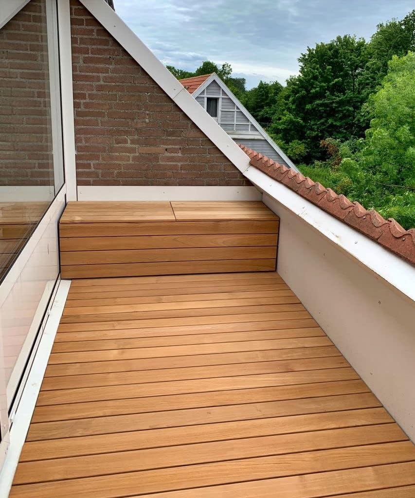 Terrassendielen aus Teakholz von BioMaderas®, 95mm Breite, 19mm Stärke (190cm Länge), 190cm Länge