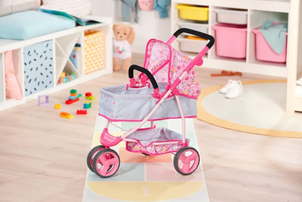 BABY born Deluxe Puppenwagen, Puppenwagen mit Verstellbarer Liege-Fläche und Griff, 834145 Zapf Crea