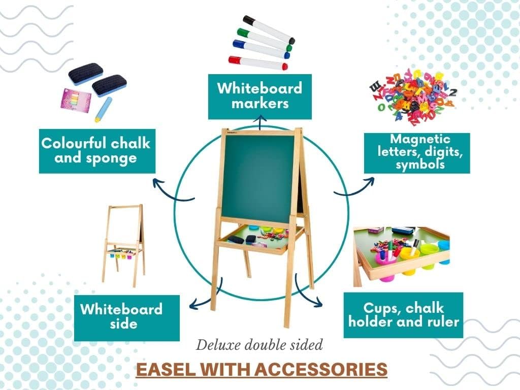 LEOMARK Maltafel für Kinder - Deluxe Tafel - Schreibtafel mit Zubehör, Kindertafel mit Kreide und Ma