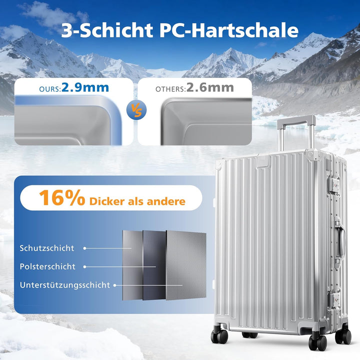 ALPHA CAMP Kofferset 2 Teilig Grösse M L Reisekoffer Leicht Hartschalenkoffer Polycarbonat Luggage S