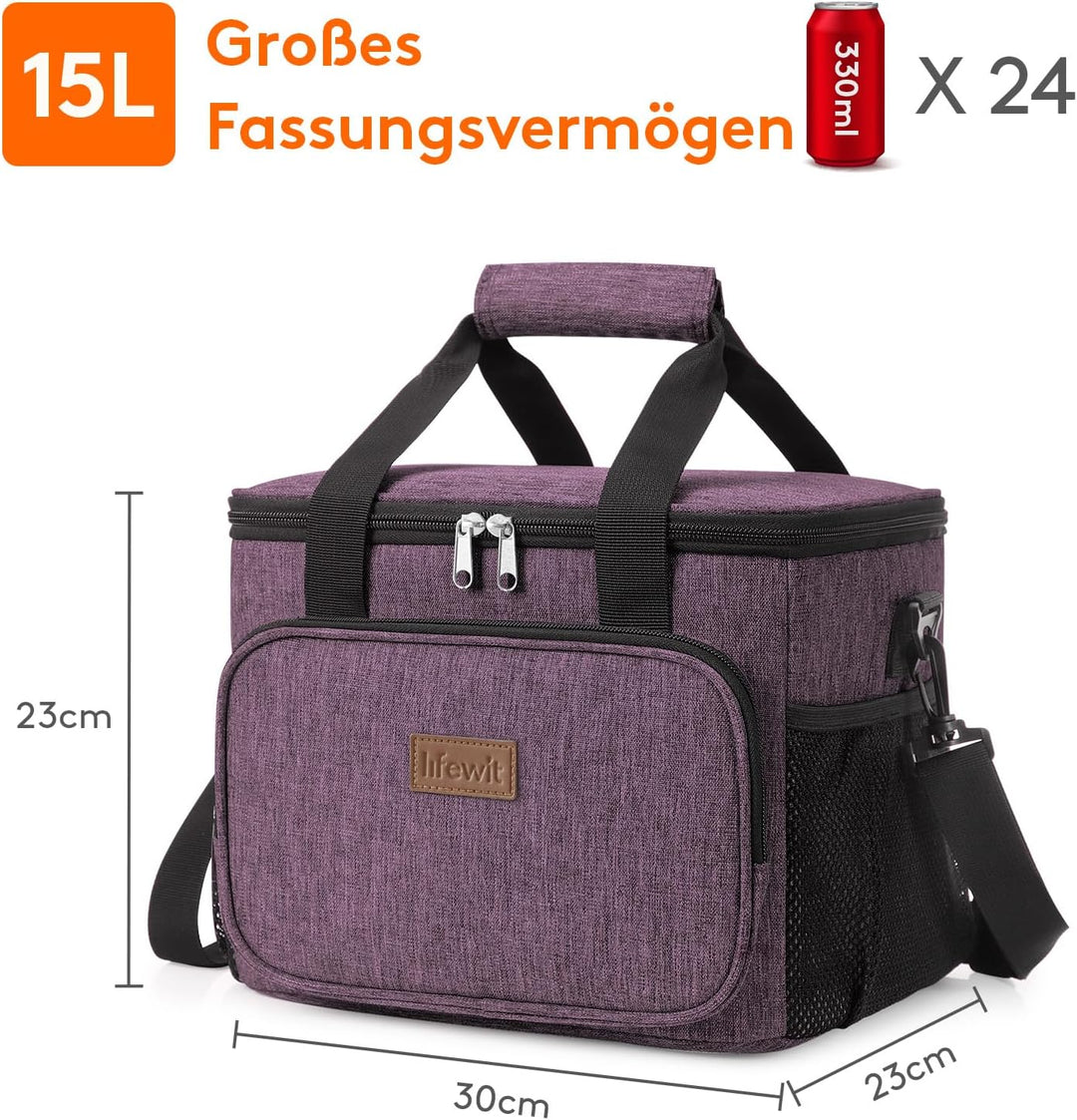 Lifewit Grosse Mittagstasche 24-Dosen (15L) Isolierte Lunchbox Weiche Kühlbox Kühltasche für Erwachs