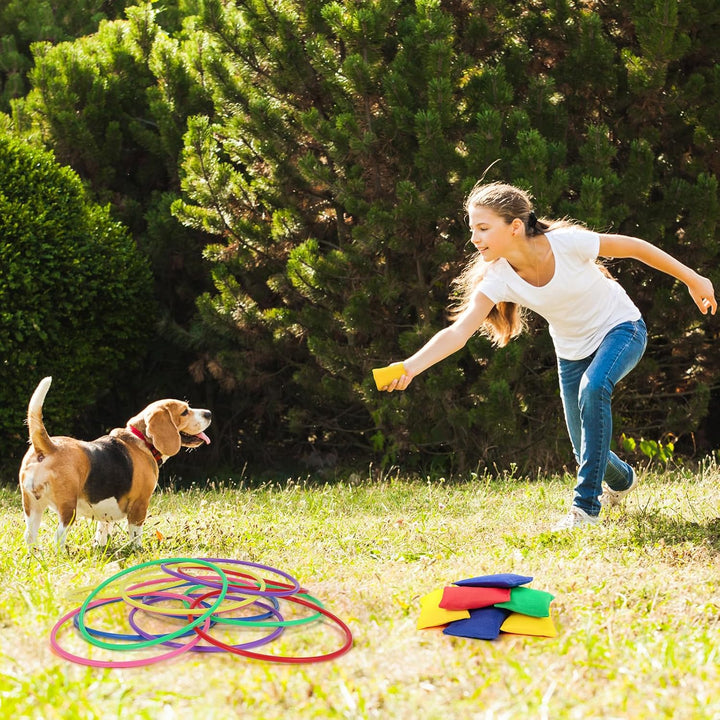 OOTSR 20 Stück Nylon Sitzsäcke Ringe Werfen Spiel Sets für Kinder, Sitzsäcke Werfen Legged Race für