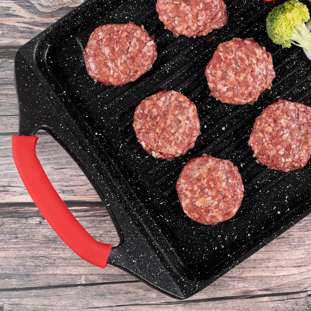 Kamberg - Grillplatte 45 x 27 cm – Aluminiumguss – Beschichtung Typ Stein – für alle Herde, auch Ind
