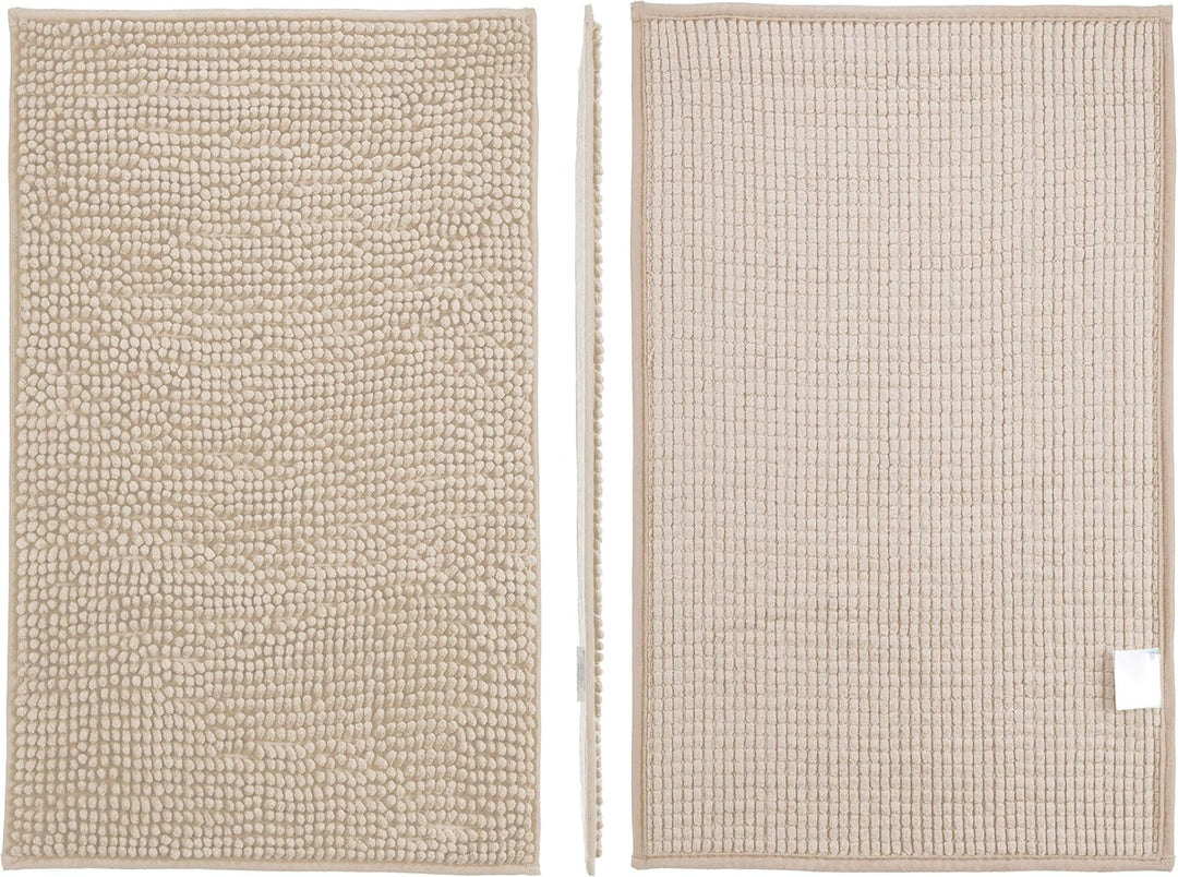 Brandsseller Moderne Chenille Badmatte Duschmatte Badeteppich im Shaggy Style (50x80 cm, Beige) 50x8