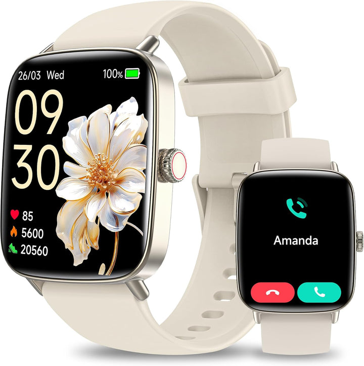 Smartwatch Damen mit Telefonfunktion - 1.85" Fitnessuhr Damen mit Herzfrequenz SpO2 Schlafmonitor, 1