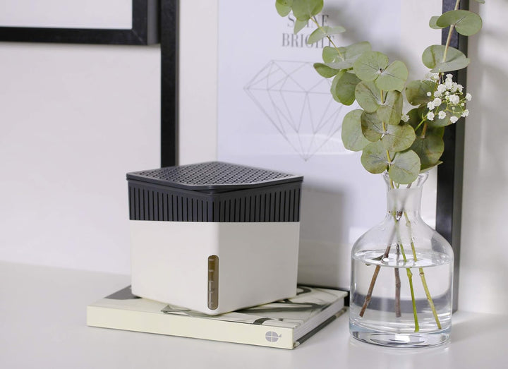 WENKO Raumentfeuchter Cube 1000 g weiss Luftentfeuchter reduziert Schimmel & Gerüche Auffangschale L