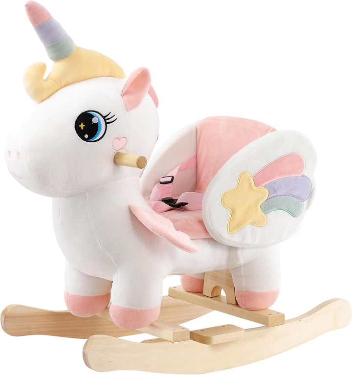 FUNLIO Einhorn-Baby-Schaukelpferd, Regenbogen-Fee-Einhorn-Schaukelpferd für Kleinkinder von 6 Monate