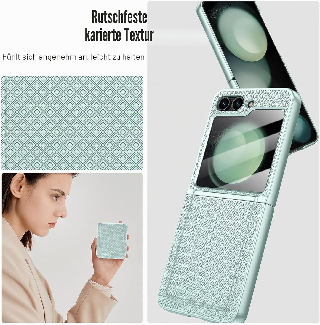 Doeshine for Samsung Galaxy Z Flip 5 Hülle mit Scharnierschutz &amp; Displayschutzfolie, Rutschfester Te