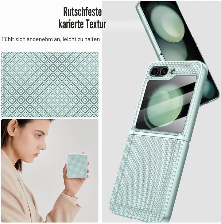Doeshine for Samsung Galaxy Z Flip 5 Hülle mit Scharnierschutz &amp; Displayschutzfolie, Rutschfester Te